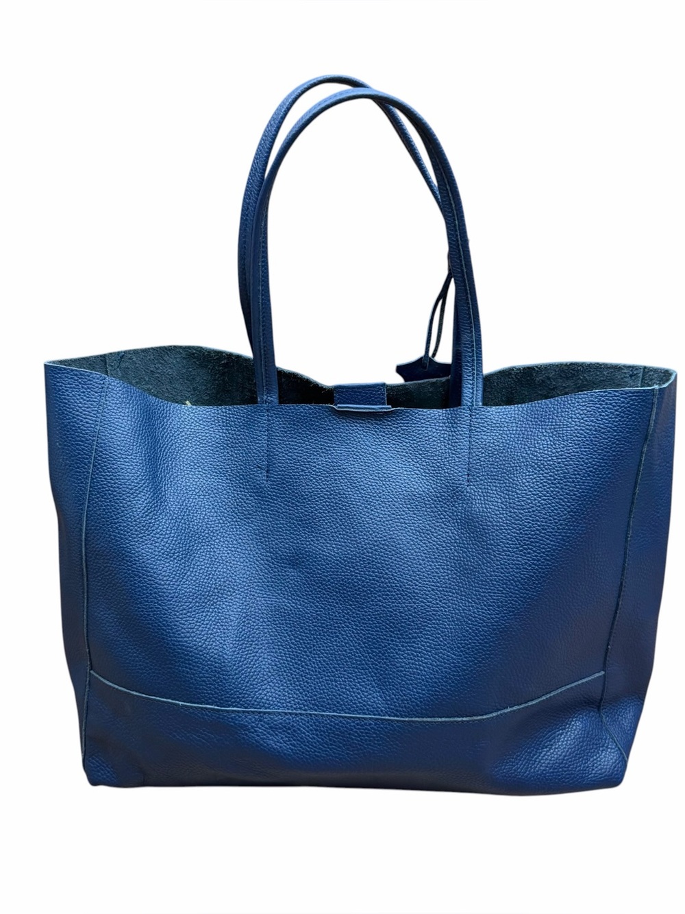 Borse In Pelle Minimalist Packable Tote Bag Made In Italy Blue Leather